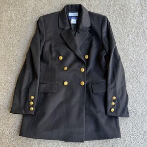 K.S. Selection Coat Womens 42 12 Black Cashmere Double Breasted Germany Lined